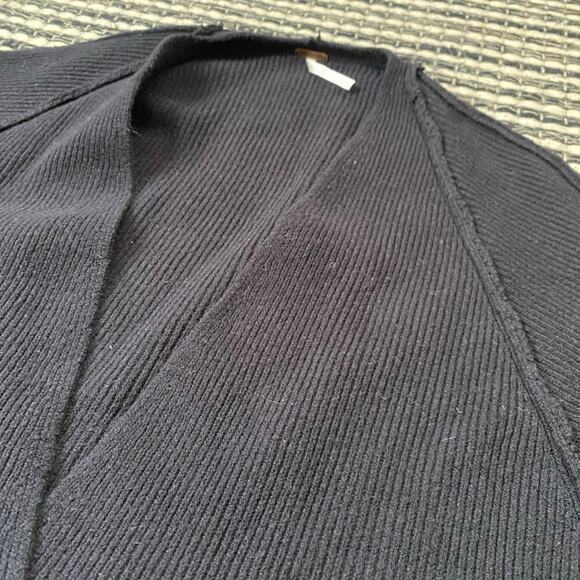 🌿Free People Womens Oversized Ribbed Chunky Black Button Cardigan Sweater M - Picture 6 of 12